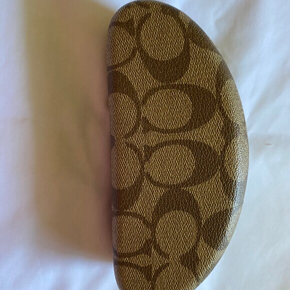COACH Glasses Eyeglasses Sunglasses Signature Hard Clam Shell Brown Case ONLY - Picture 5 of 7
